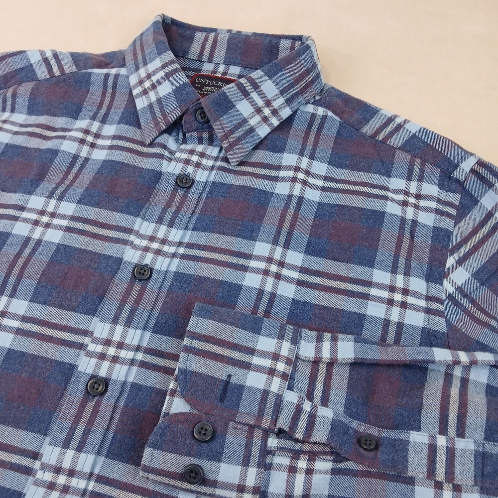 Untuckit Medium Mens Shirt Flannel 21x26 Plaid ** Small **